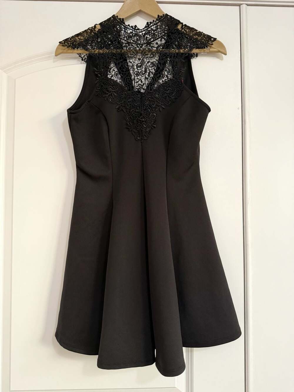 Akira Chicago Red Label Black Lace Trim Sleeveless Mini Dress